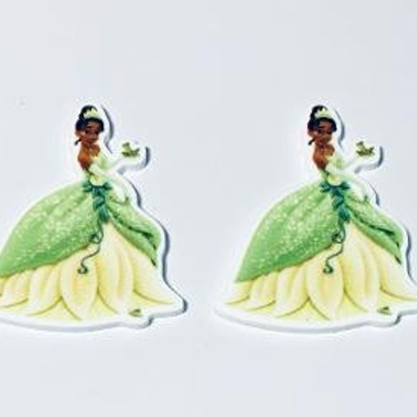 Princess Tiana Planar Resin Set of 2-Tiana Cabocho -Tiana Hair Bow Center-Princess Tiana Flat Back Resin-Disney Tiana Resin-Tiana Resin