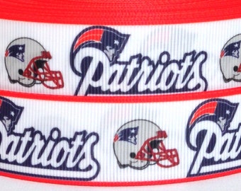 New England Patriots 1" Grosgrain Ribbon - Sports Ribbon - Football - DIY Hair Bow - Craft Supplies