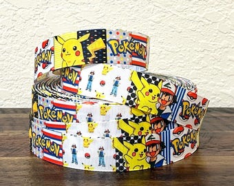 Character 1" Grosgrain Ribbon - Japanese Cartoon Ribbon - Ribbon by the Yard - Craft Bow Supplies