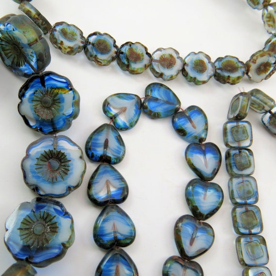 15 8mm Capri Blue with Bronze Firepolished Thru Cuts Czech Glass Beads