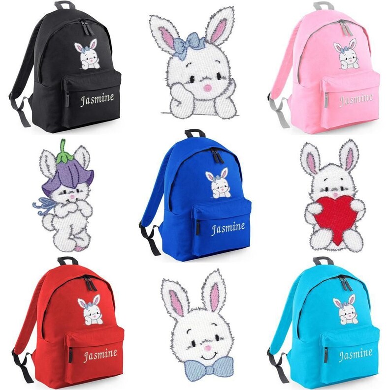 Personalised Embroidered Bunnies Rabbits Rucksack/Backpack Etsy