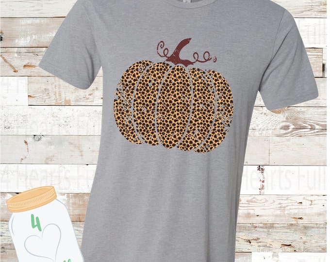 Leopard pumpkin FALL Halloween Thanksgiving Tee Unisex Adult