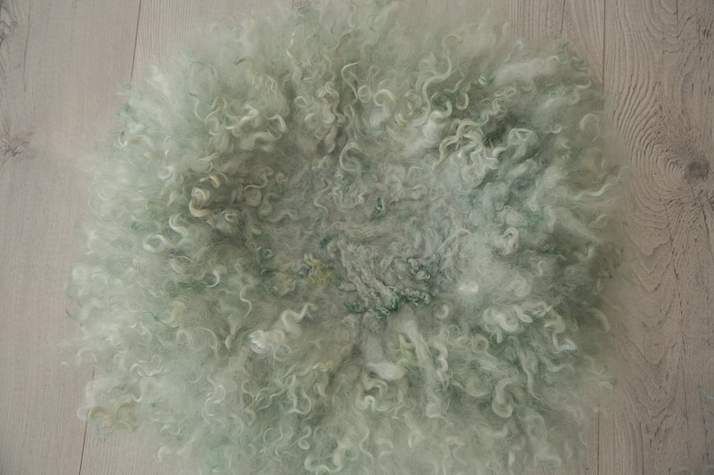 Green Mint Fringe Curly Layer Newborn Baby Photography Props Basket Stuffer Felted Wool Layer