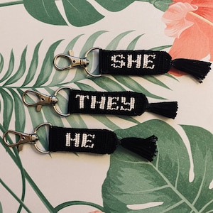 Pronoun Keychain | Pronouns | Alphabet Mafia | LGBTQ| Gay | Gay Accessories | Pride Keychain | Friendship Bracelet | Knotted Keychain