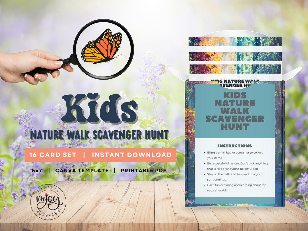 Kids Scavenger Hunt Activity Cards Canva Template, Instant Download and Print, Homeschool Ideas ...