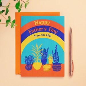 Happy Father's Day From The Kids - retro kamerplanten kaart