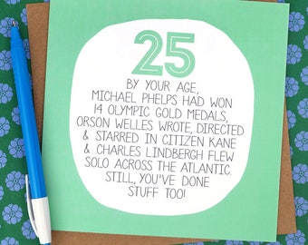Funny 25th Birthday Card