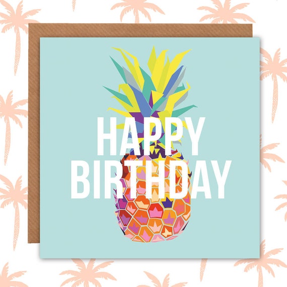 Pineapple Birthday Card pineapple cards birthday cards Etsy