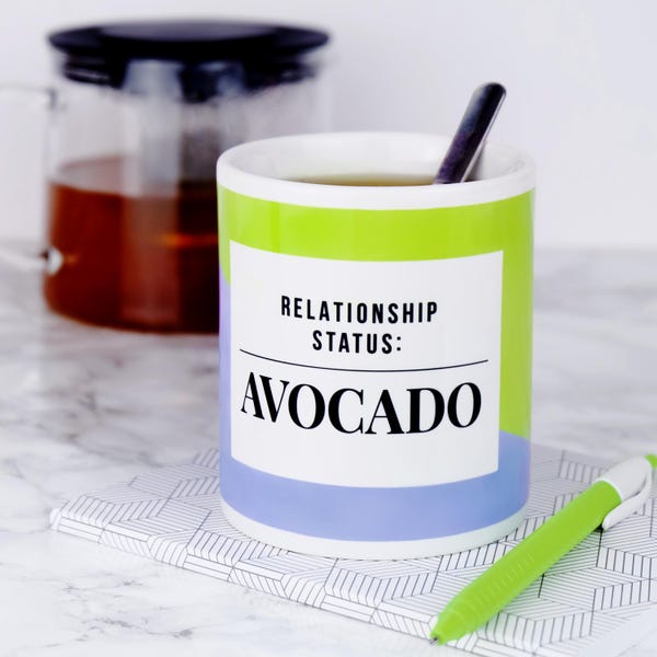 Relationship Status: Avocado Mug. Funny Mug for Avocado lovers, Avocado gifts, Christmas gift for friend, Vegan gifts, Vegetarian gifts