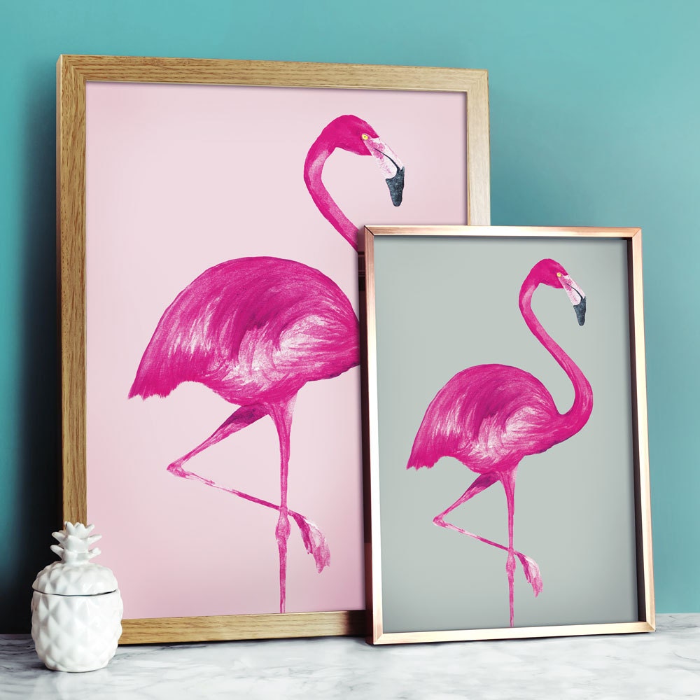 Discover Flamingo Poster, Pink Bird Minimalist Wall Decor