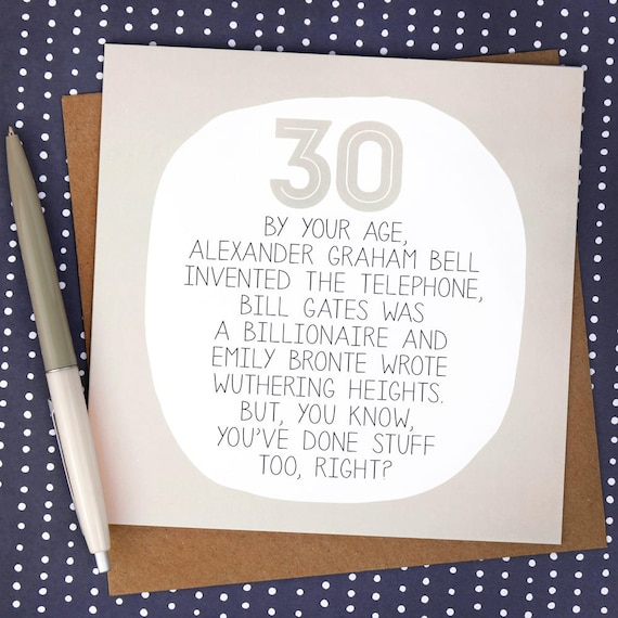 funny 30th birthday card funny birthday cards 30th card etsy