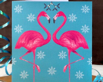 Flamingo Christmas Card