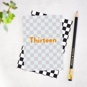 Treize - carte damier 13e anniversaire - vert violet carte 13e anniversaire