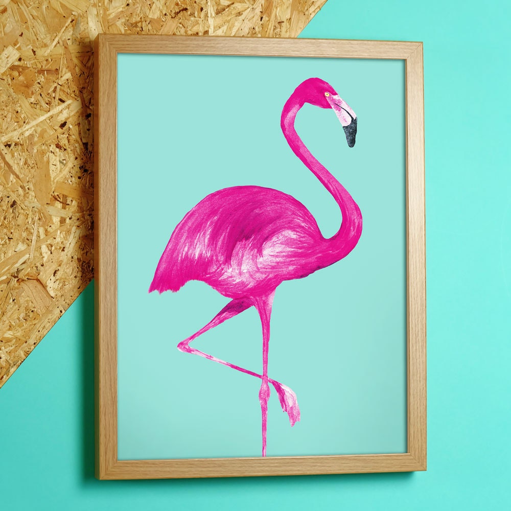 Discover Flamingo Poster, Pink Bird Minimalist Wall Decor