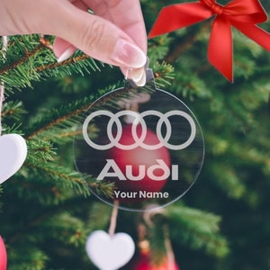 Colgante de espejo para todas las marcas de automóviles, adorno navideño personalizable con nombre. ¡Disponible cualquier logotipo de vehículo de marca!