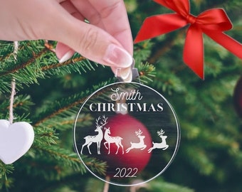 Reindeer Family Personalized Christmas Ornament
