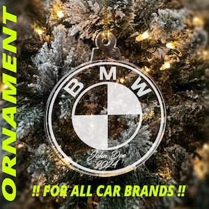 Christmas Ornament ALL CAR BRANDS Custom Name, Every Car Brand Logo Available!