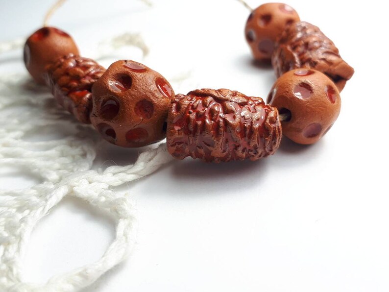ceramic raw beads 7 components for jewelry making elements handmade ceramic raw beads zolanna beads hand formed