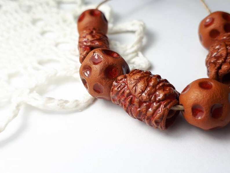 ceramic raw beads 7 components for jewelry making elements handmade ceramic raw beads zolanna beads hand formed