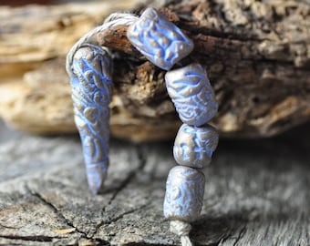 Handcrafted ceramic beads ceramic components  elements  zolanna porcelain beads hand formed beads component