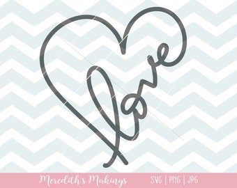 LOVE hand lettered SVG | script love design | love shaped like a heart | Silhouette Cricut