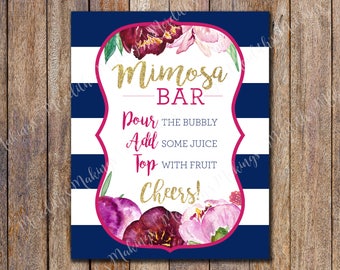 Mimosa Bar Sign, Bridal Shower Mimosa Bar Sign, 8x10 Mimosa Bar Sign, 5x7 Mimosa Bar Sign, Brunch and Bubbly Bridal Shower