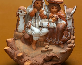 Holy family Cusco style, 4"H