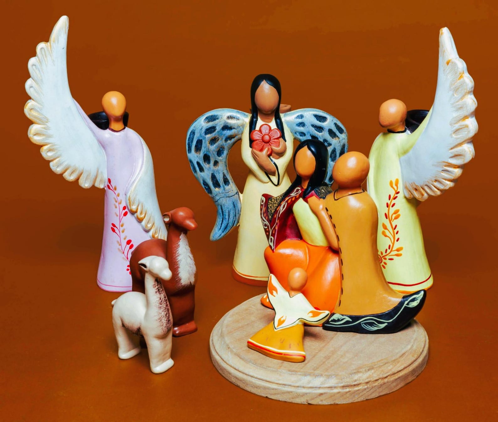 Abstract Nativity Set With Angels 6-9