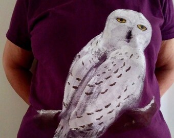 Snowy Owl HEAT PRESS TRANSFER for T Shirt Tote Bag Sweatshirt Quilt Fabric 218b 