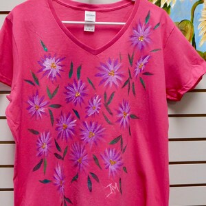 Flowers in Bloom hand painted tee shirt by master artist Jennifer Ann Meade