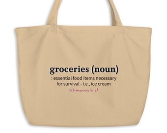 Ice Cream Grocery Bag Made From 100% Organic Cotton - A Machine Washable Tote - Buy It For Yourself Or As A Gift This Summer Season