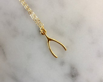 Matte Gold Wishbone Necklace PERFECT For Minimalist Jewelry Lovers & Foodies - Buy It For Yourself Or As A Gift This Summer Season