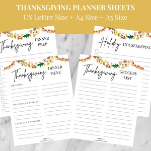 Materiale stampabile per preparare la festa del RINGRAZIAMENTO per aiutarti a organizzare la cena delle feste: questi pratici PDF sono ideali sia per i planner digitali che per l'uso cartaceo