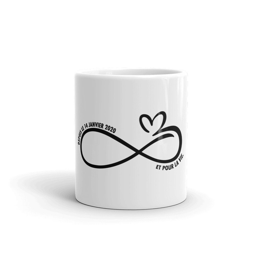 Tasse en Céramique avec Date Personnalisée et Symbole Infini Pour Cadeau de Couple | Mariage, Pacs, 