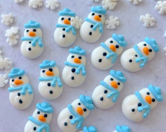 Set of 14 Snowman Royal Icing Edible Holiday Decorations