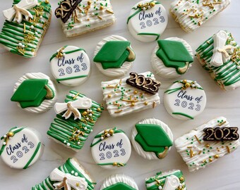 CUSTOMIZED 2024 Graduation Party Package 24- Graduation Oreo’s & Rice Krispie Treats