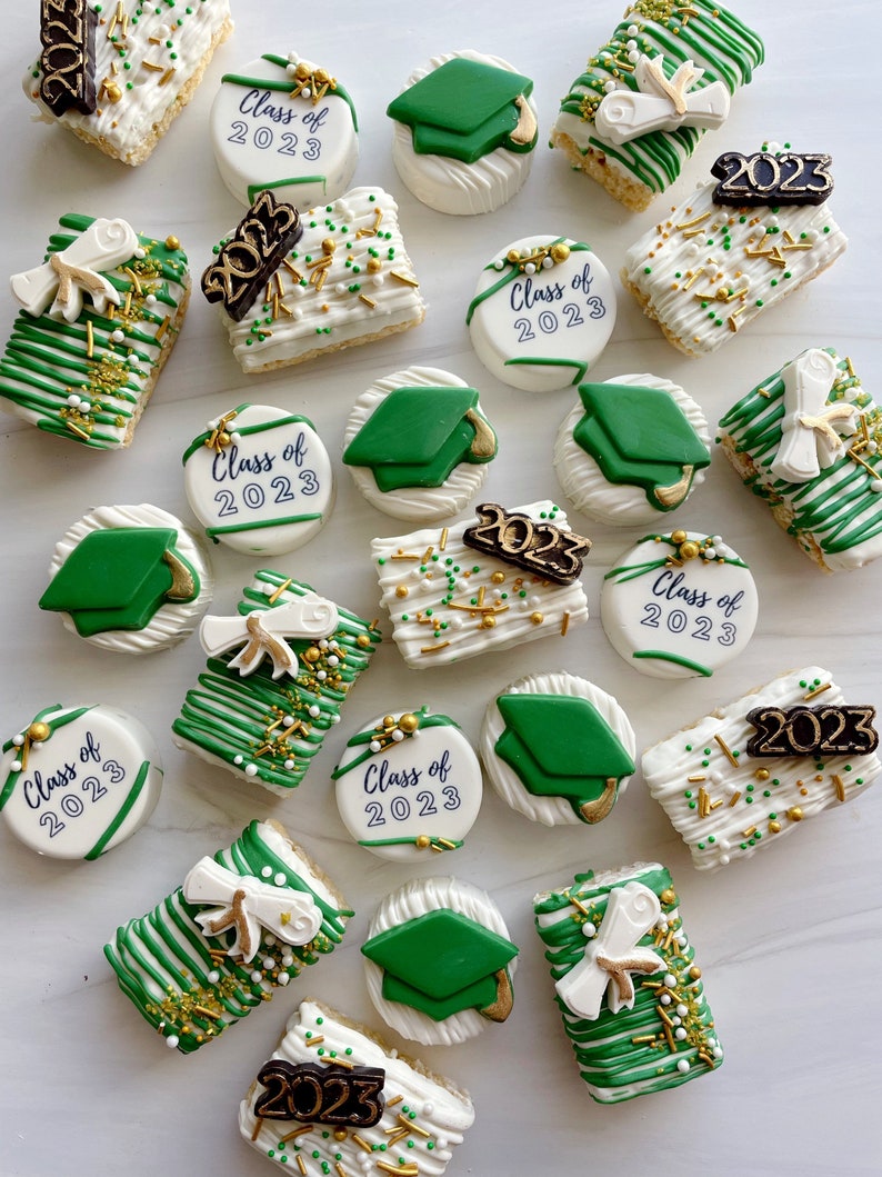 CUSTOMIZED 2024 Graduation Party Package 24 Graduation Oreos & Rice Krispie Treats image 1