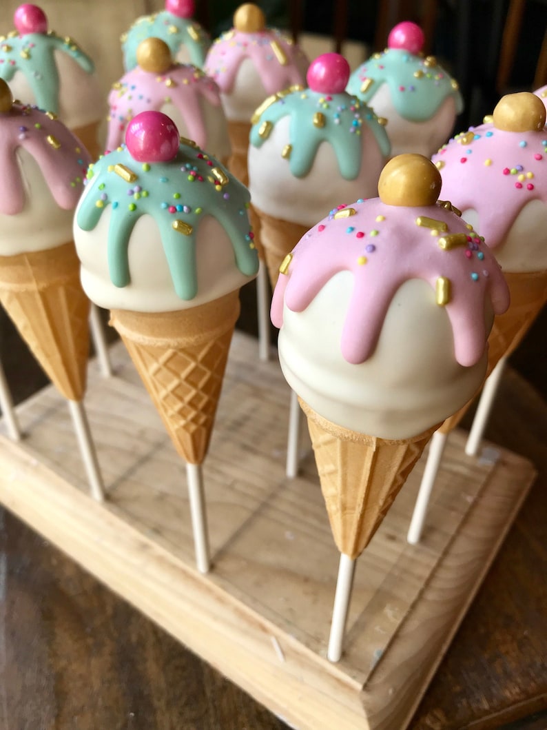 Ice Cream Cone Cake Pops Birthday Cake Pops, Ice Cream Cake Pops, Ice Cream Party image 1