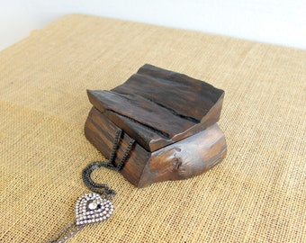 Brown Wooden Box, Jewelry Box, Rustic Wooden Box, Driftwood, Antique Box, One of a Kind Box, Shabby Chic Box, Card Box, Ring Box, Burl Wood