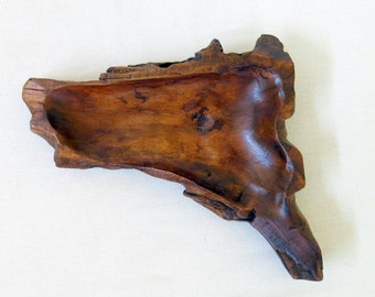 Tazón de joyería, plato de anillo, tazón de madera, jabón de madera, tazón de madera a la deriva, tazón antiguo, tazón de madera tallada, tazón de madera rústico, único en su clase.