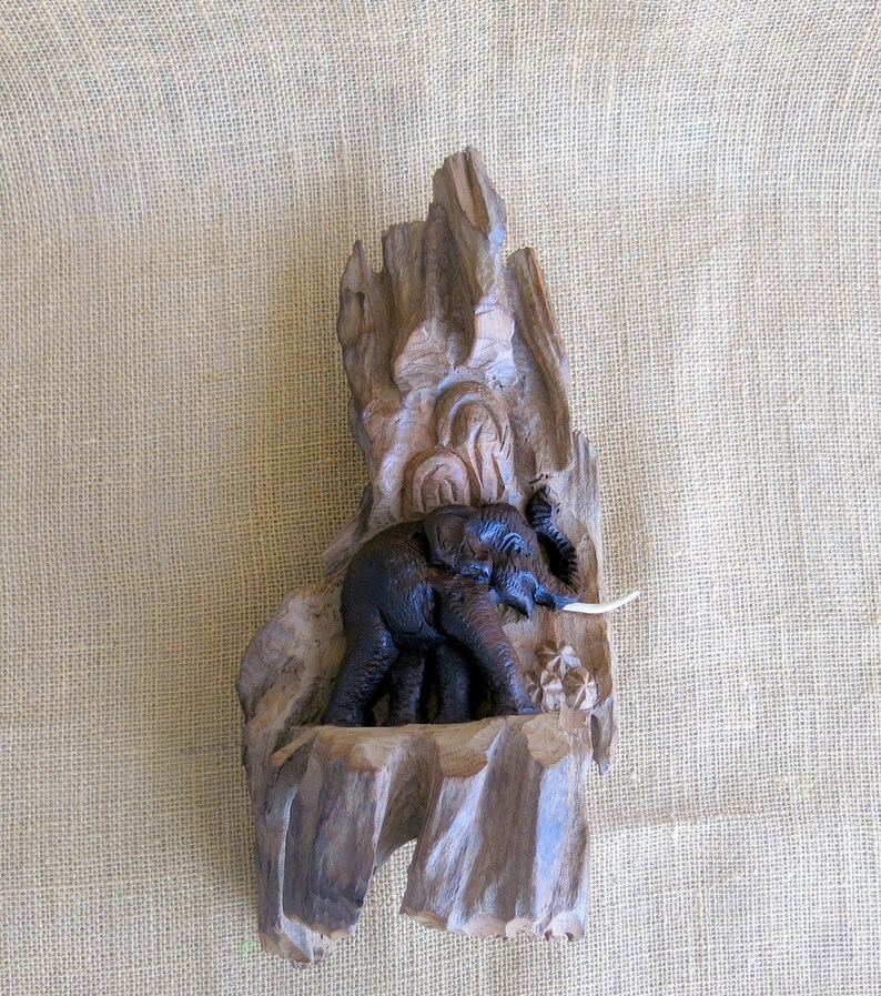 Carved Wood Elephant, Wood Carving, Elephant Carving, Wall Décor, Wall Hanging, Wall Art, Decorative Wall Hanging, Home Décor, Driftwood image 4
