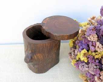 Wooden Box with Lid, Unique Box, Rare Box, Log Box, Burl Wood, Jewelry Box, Brown Wooden Box, Rustic Wooden Box, Driftwood, Antique Box.