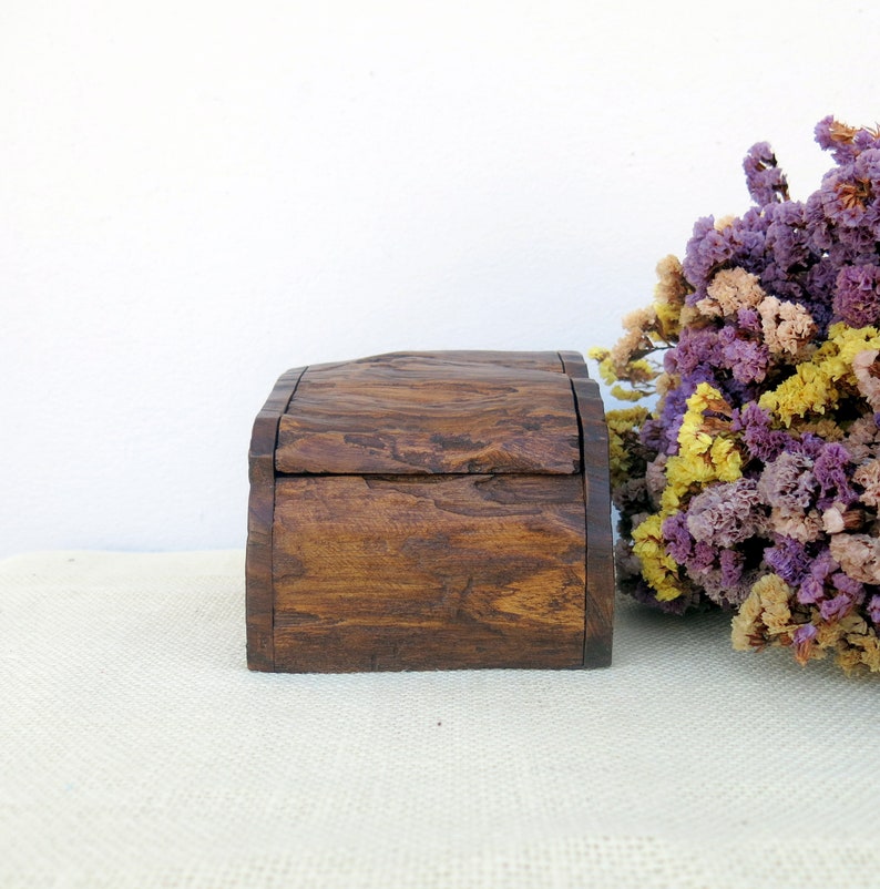 Wooden Box With Lid Brown Wooden Box Jewelry Box Rustic Etsy