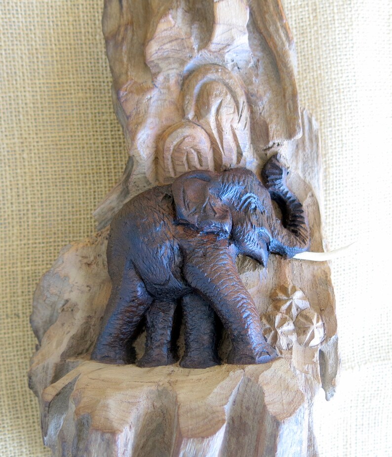 Carved Wood Elephant, Wood Carving, Elephant Carving, Wall Décor, Wall Hanging, Wall Art, Decorative Wall Hanging, Home Décor, Driftwood image 5
