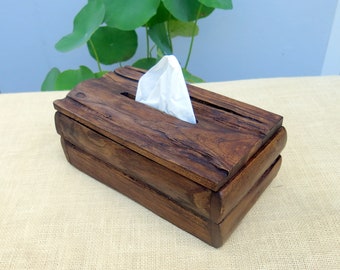 Tissue Box Cover, Tissue Box Holder, Wooden Tissue Box, Tissue Box, Tissue Holder, Reclaimed Wood Box, Driftwood, Rustic Wooden Box