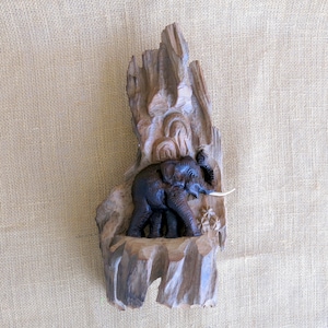 Carved Wood Elephant, Wood Carving, Elephant Carving, Wall Décor, Wall Hanging, Wall Art, Decorative Wall Hanging, Home Décor, Driftwood image 1