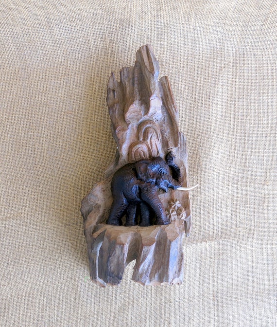 Carved Wood Elephant, Wood Carving, Elephant Carving, Wall Décor, Wall Hanging, Wall Art, Decorative Wall Hanging, Home Décor, Driftwood
