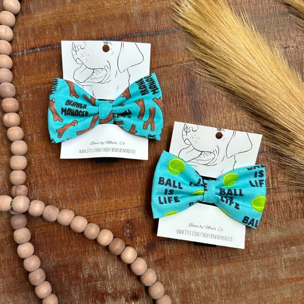 Branch Manager Ball is Life Teal Dog Bowtie - Collar Bows for Dogs - Pet Accessories - Gifts for Pet - Puppy Bows - Dog Bow