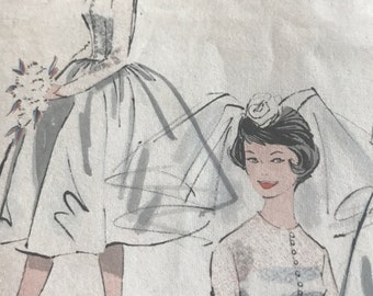 Elegant Vintage 1950's Wedding or Evening Gown Pattern---Advance 9290---Size 14  Bust 34  UNCUT