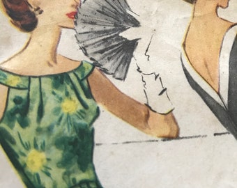Vintage 1960's Dress Pattern With V Back and Slim or Full Skirt---McCalls 4417---Size 10  Bust 31